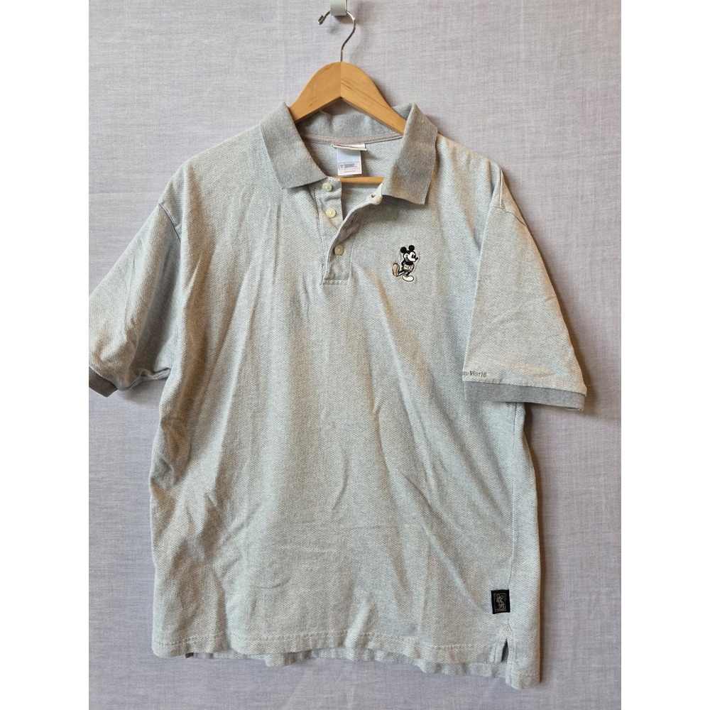 Mickey Mouse Polo Shirt Mens Large Walt Disney World Gray Mickey Vintage Disney - Picture 5 of 15